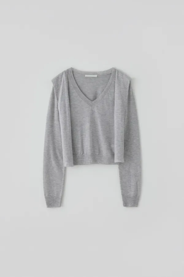 (1st re-stock) T/T Drape shawl knit set-up (gray)