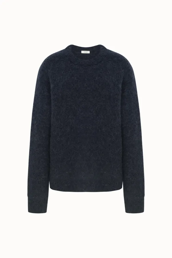 Holgament Alpaca Round Neck Knit Top[LMBEAUKN296]-Navy