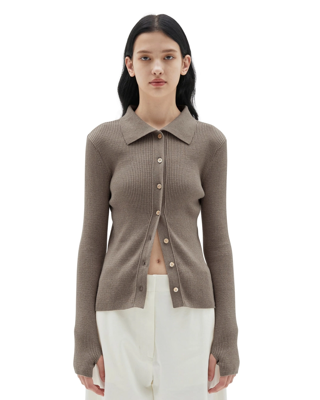 브라운야드 22FW W Collar Cardigan, Brown 상품 이미지 2