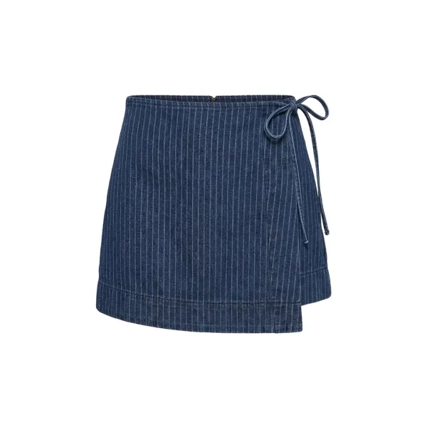 Pinstripe Denim Mini Skirt (indigo)