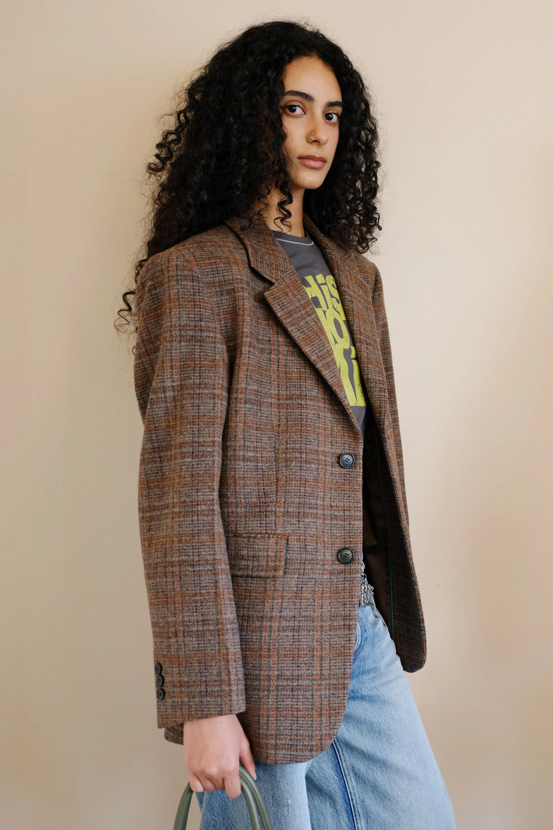 인스턴트펑크 ESSENTIAL CHECK SINGLE JACKET - BROWN 상품 이미지 2