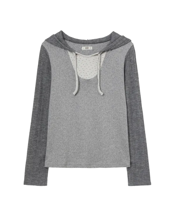 FLOWER BLOCK HOODIE [GREY]