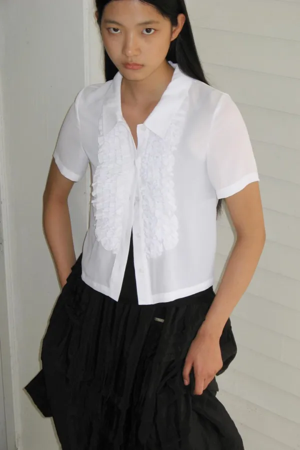Frill Half Blouse (White)