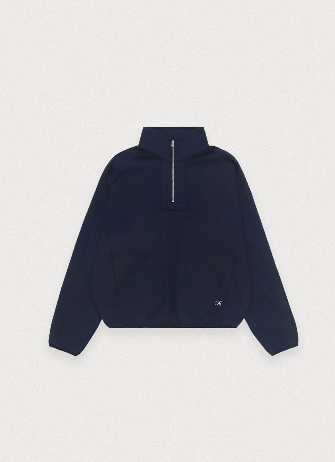 포에토 Boucle overfit half zip-up - navy 상품 이미지 1