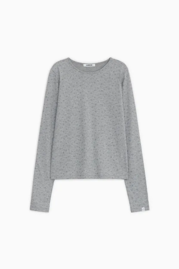 FLORAL PATTERN LONG SLEEVE, GRAY