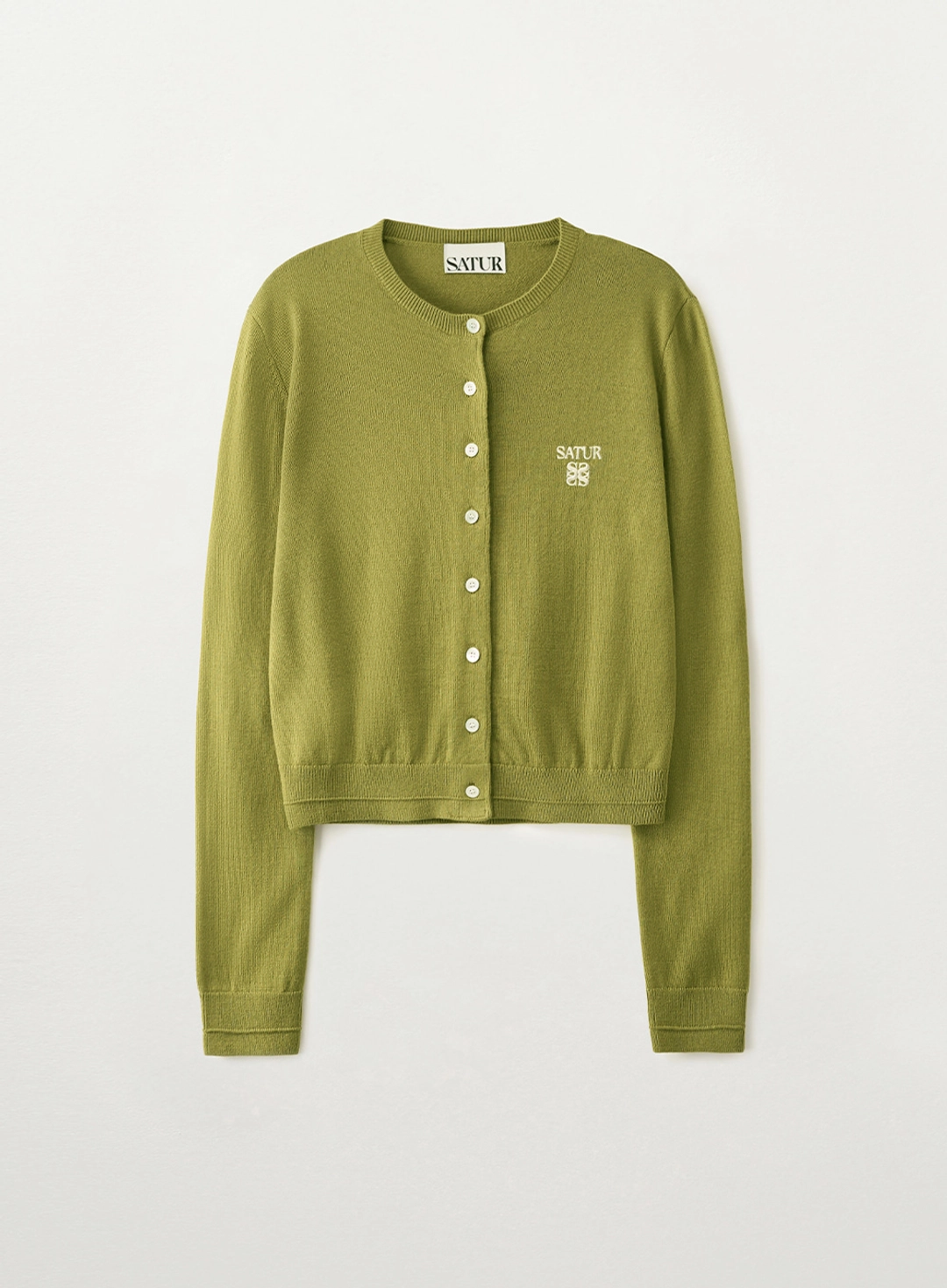 세터 [이민정 Pick] (W) Loren Basic Crewneck Fine Cardigan - Olive Green 상품 이미지 1