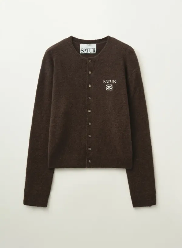 [RIIZE\'s Pick] Loren Wool Blend Crew Neck Knit Cardigan - Brown