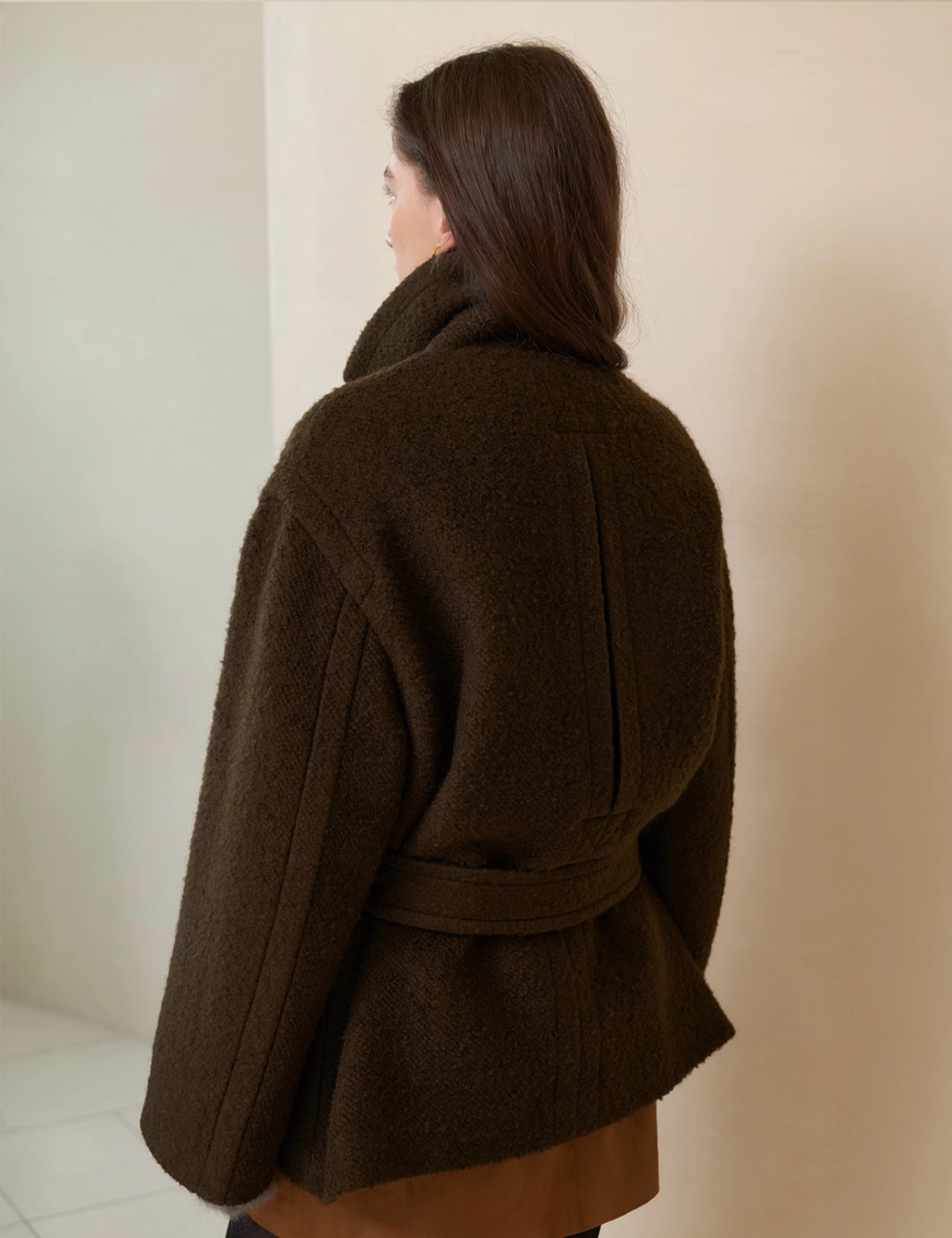 노미나떼 Brera Alpaca Boucle Half Coat (Moss Khaki) 상품 이미지 3