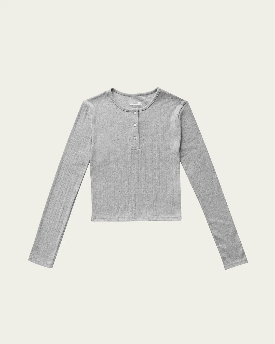 Eyelet Button T-shirt - Gray