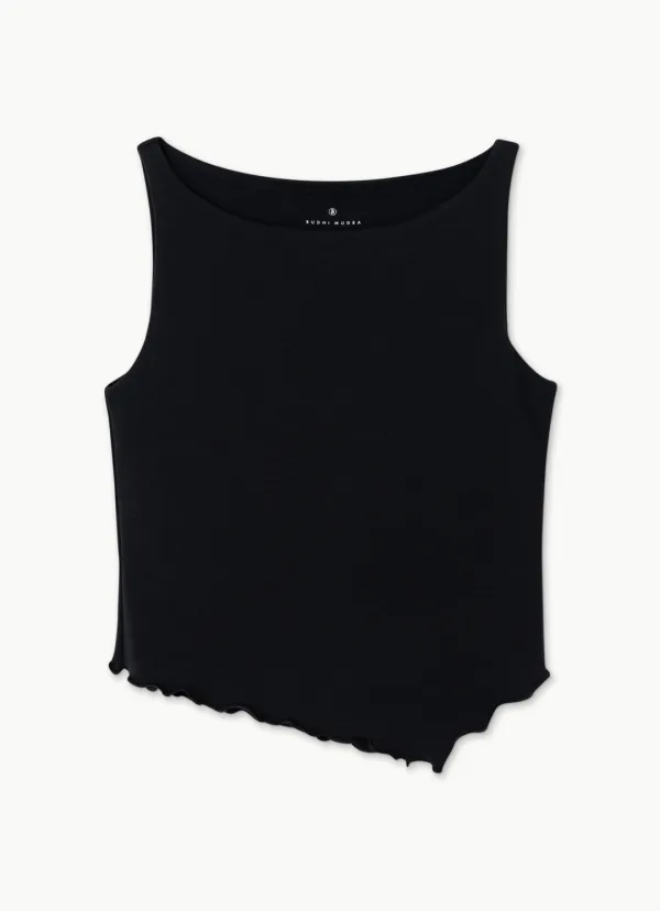 [Movement Line] Boatneck edged tank top_Black