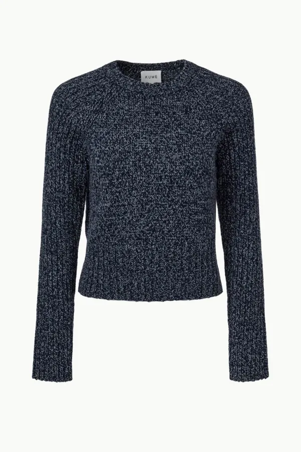 Wool Blend Melange Sweater, Navy