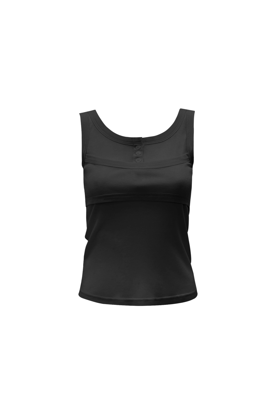 체메씨 LAYERED HENLEY SLEEVELESS (CHARCOAL) 상품 이미지 1