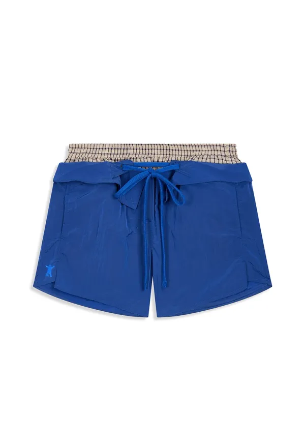 COLOR BLOCK LAYERED SHORTS, BLUE