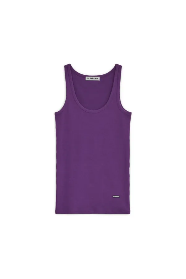 EASY ROUND NECK SLEEVELESS TOP, PURPLE