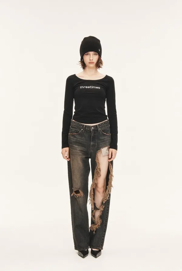 Ribbon tab jeans