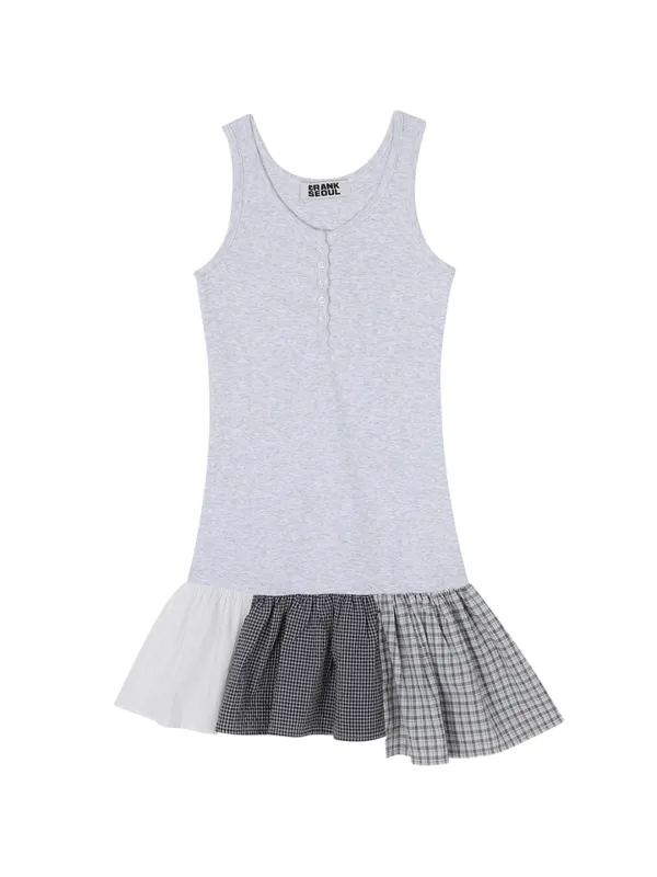 CHECK FLARE DRESS_GREY
