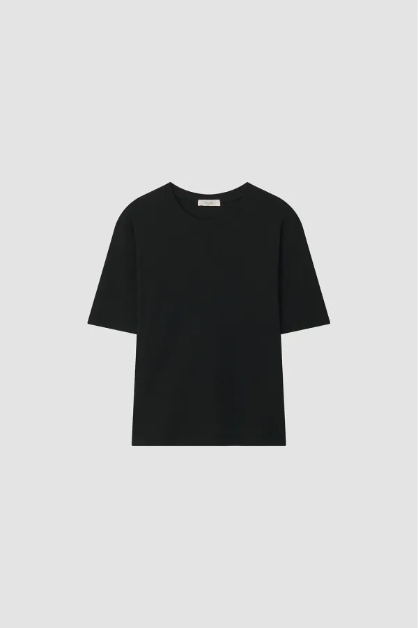 Loft Ribbed Round T_Black