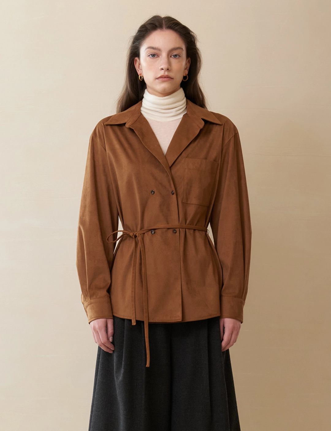 노미나떼 Faux Suede Shirts (Tan Brown) 상품 이미지 2