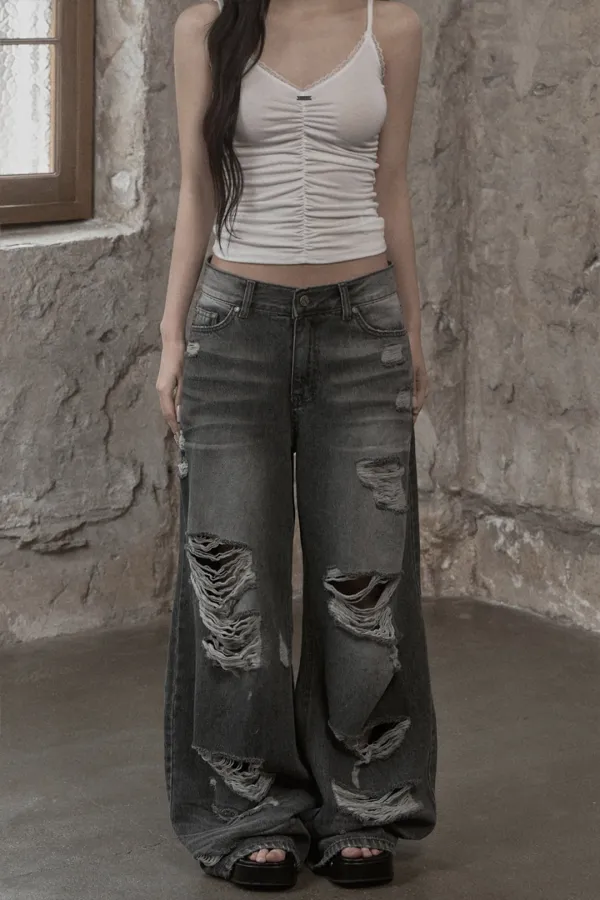 Rough Cut Wide Denim (gray)