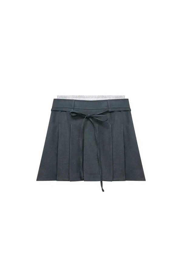 MILD PLEATS SKIRT PANTS / CHARCOAL
