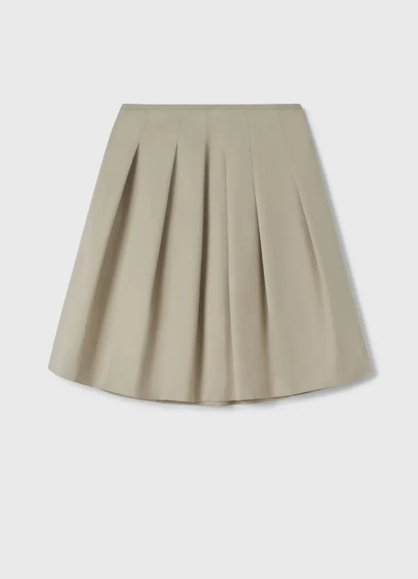Base Pleated Midi Skirt / Beige