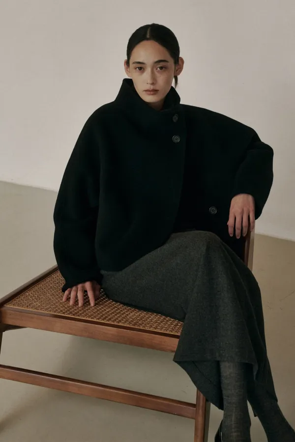 MOUI CASHMERE HANDMADE SHORT COAT_BLACK