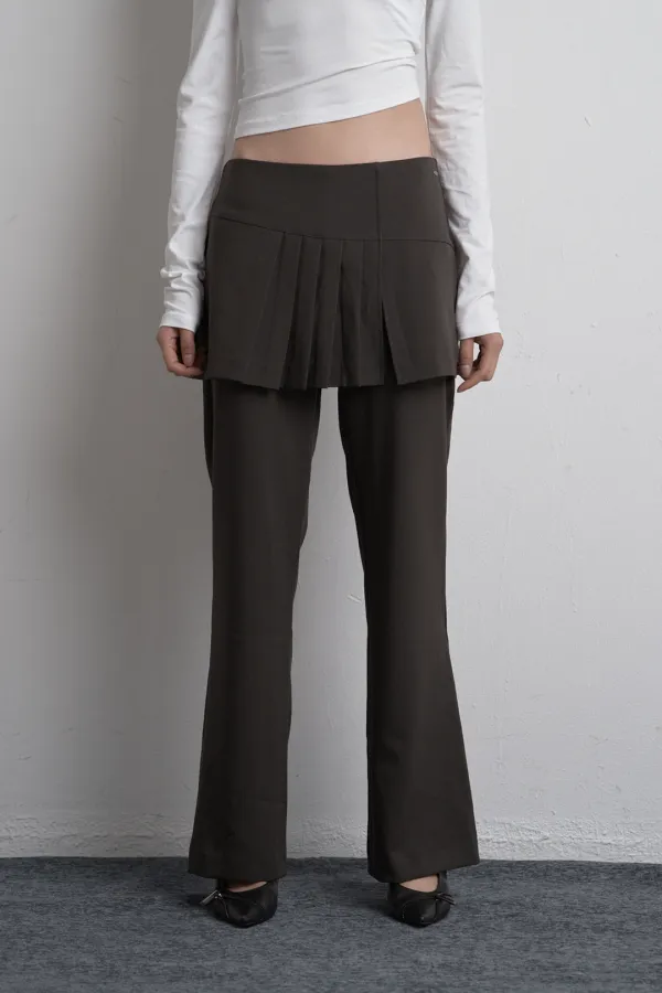 UNBALANCED SKIRT PANTS LIGHT CHARCOAL
