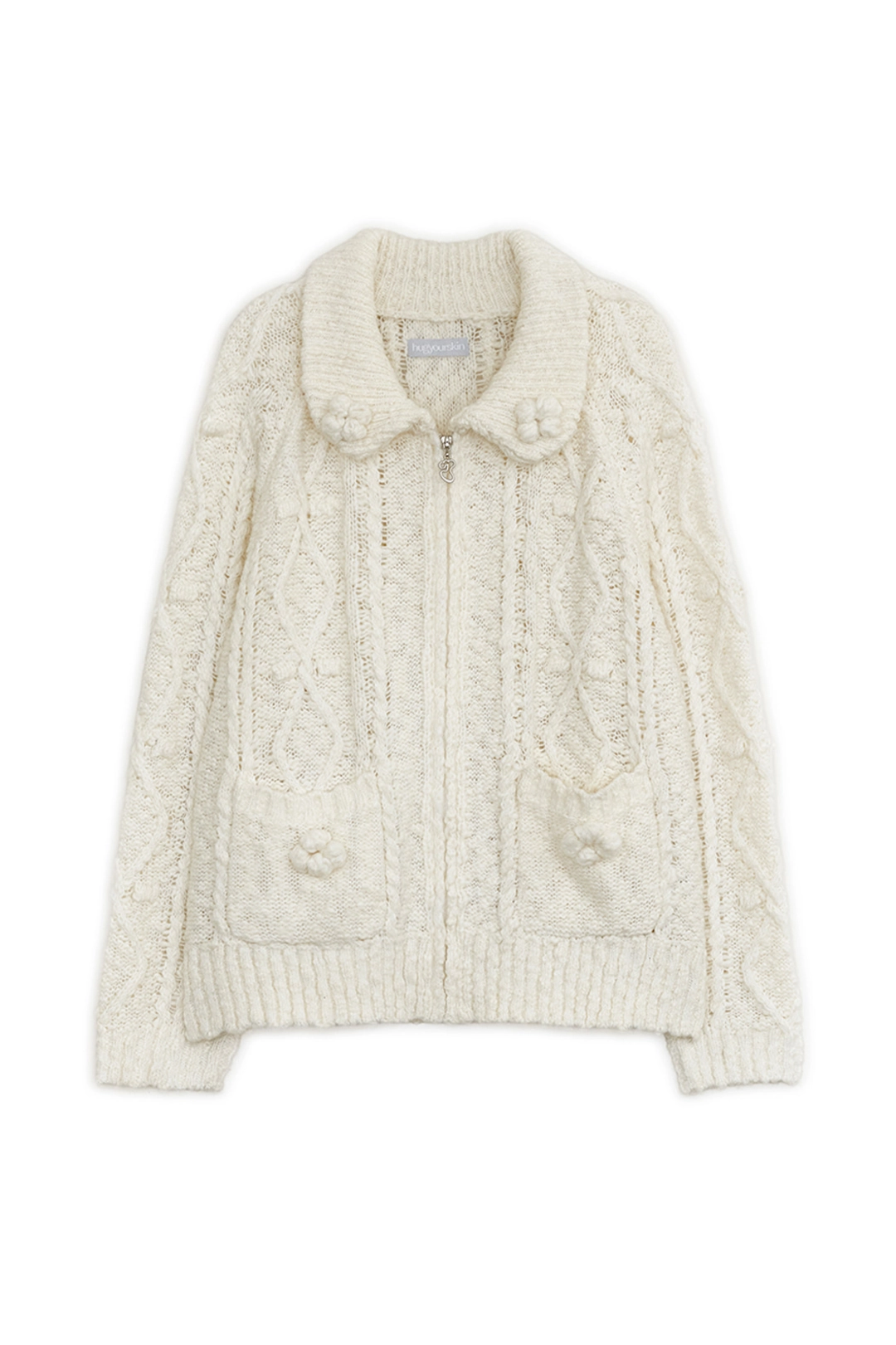허그유어스킨 Popcorn knit zip-up (Butter) 상품 이미지 1