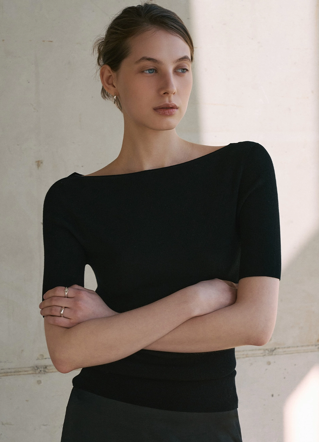 안젤로비안코 Whole Garment Silk Soft Boat-Neck Knit Top_2color 상품 이미지 2