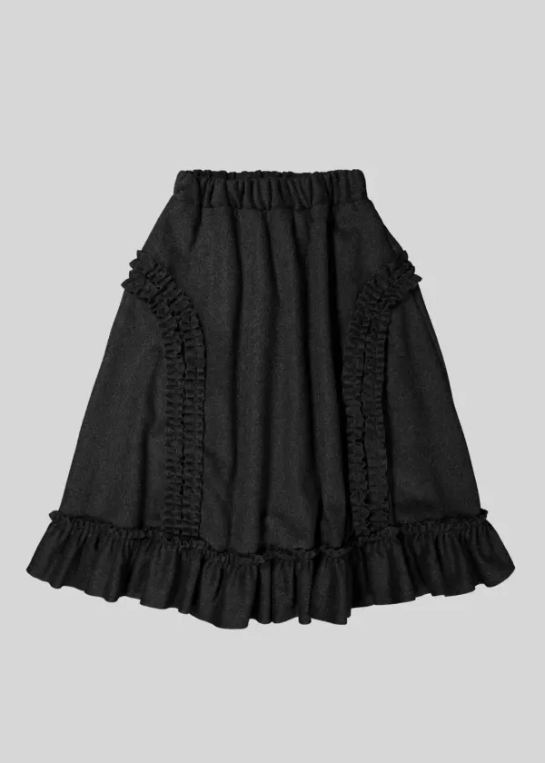 RUFFLE WOOL SKIRT - BLACK (4차 재입고)