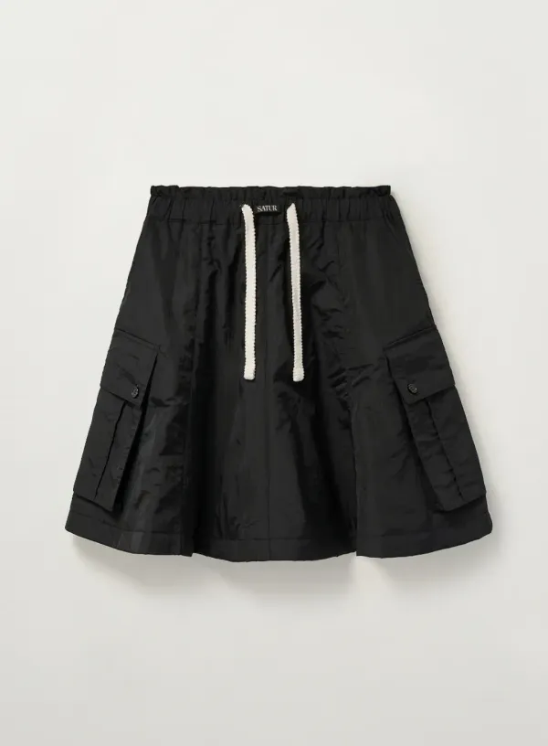 (W) Padded Balloon Cargo Skirt - Black