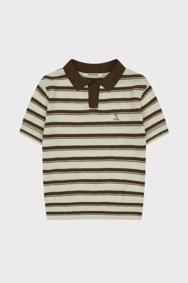 MULTI STRIPE COLLAR KNIT (BROWN)