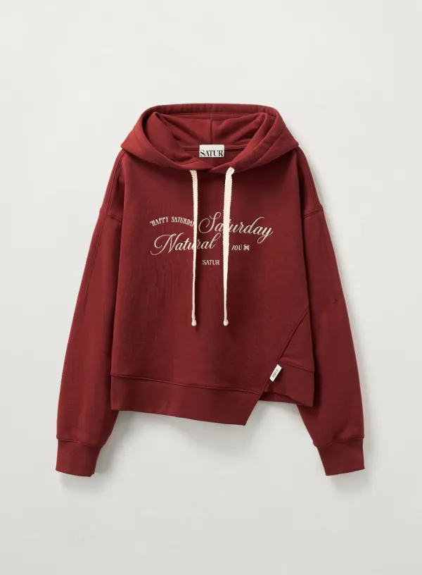 (W) Natural Saturday Crop Hoodie - Burgundy