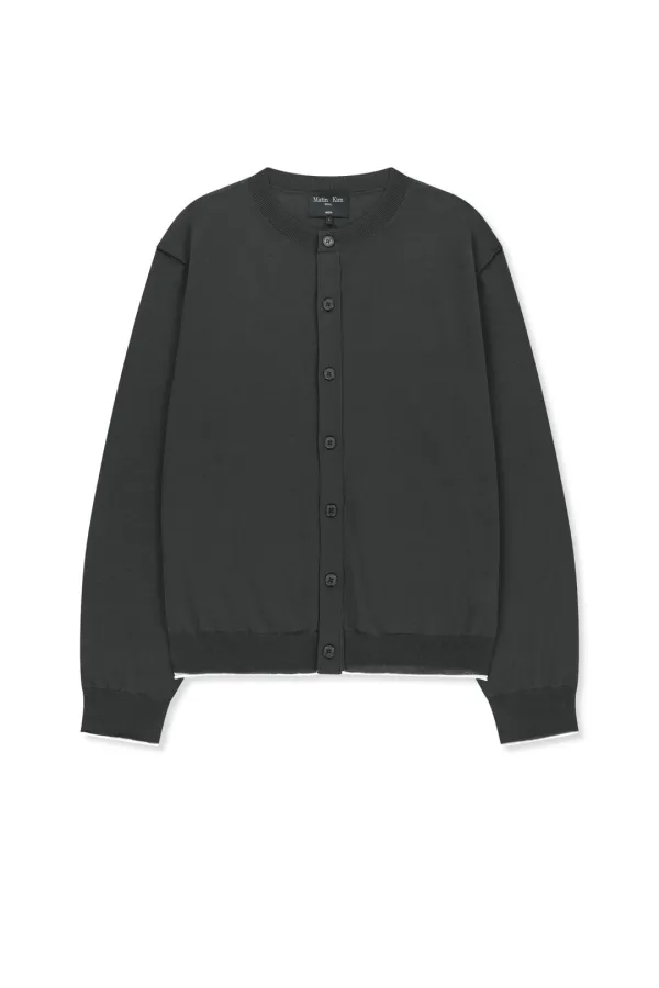 BACK LOGO SHEER CARDIGAN FOR MEN IN CHARCOAL