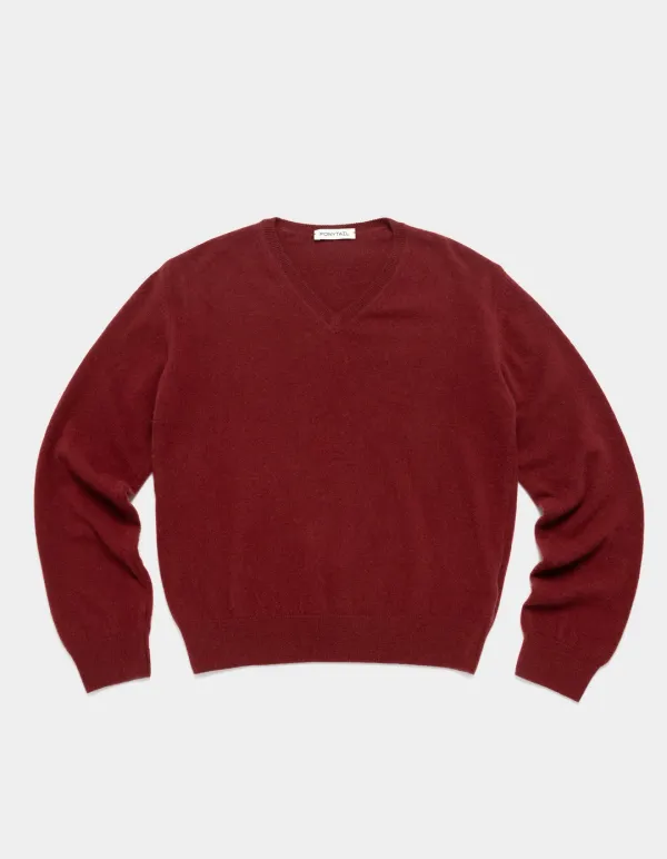 Greta V-neck Knit (Mulberry Red)