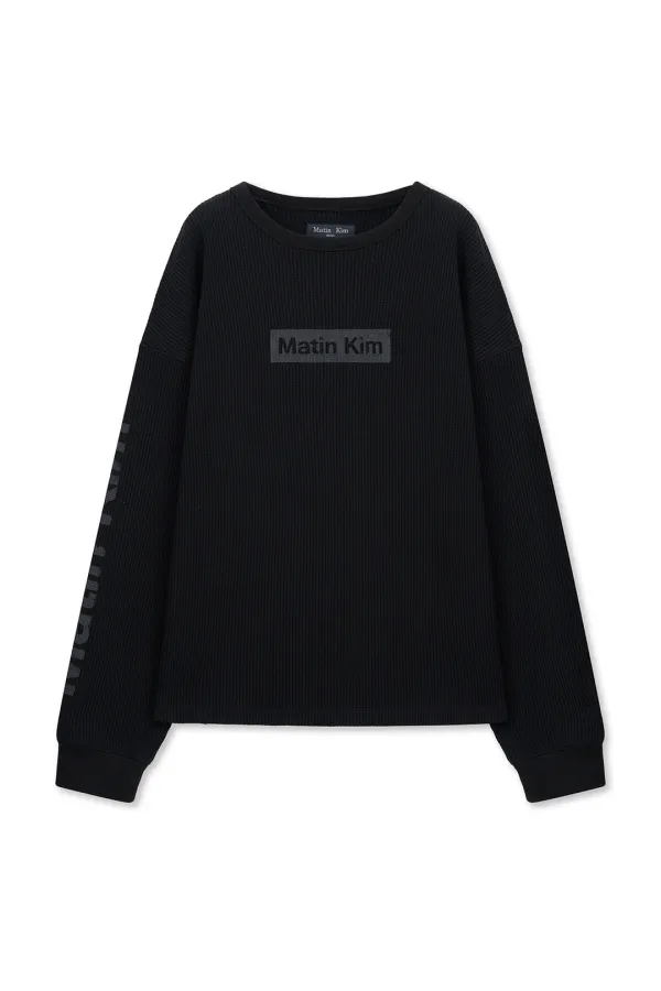 SLEEVE LOGO WAFFLE TOP FOR MEN IN BLACK