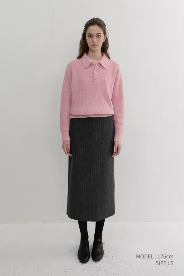 UNISEX HAIRY COLLARED SWEATER SOFT PINK_UDSW6D135P1