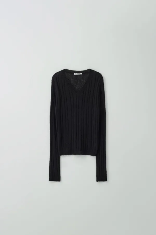 [6차 리오더] SHEER V-NECK KNIT_BLACK