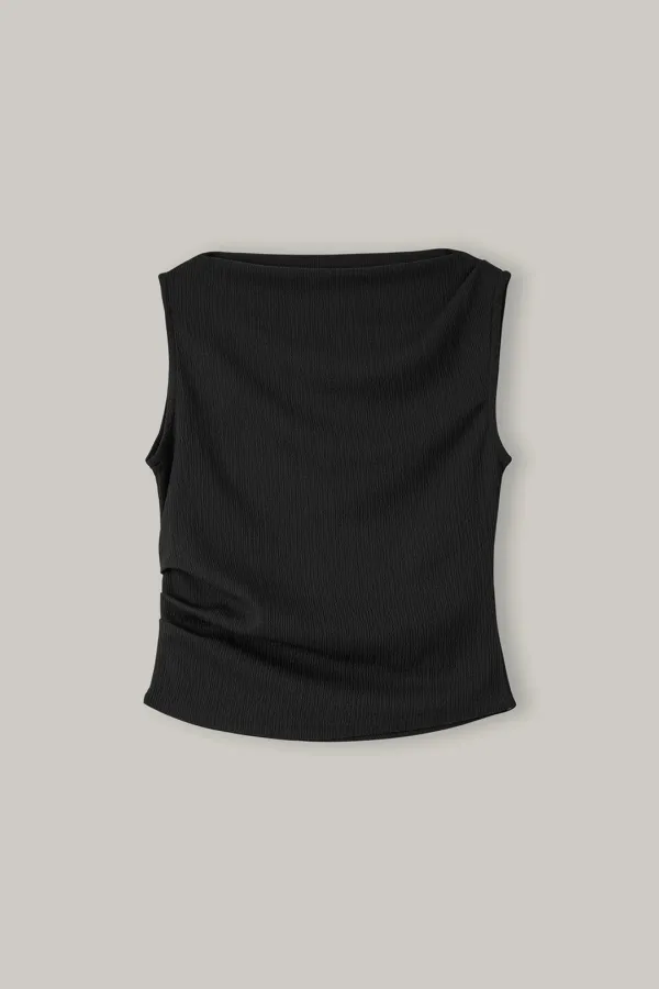 Fluid Wrinkle Blouse (Black)
