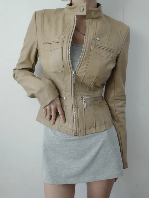 Incision Pocket Leather Jacket