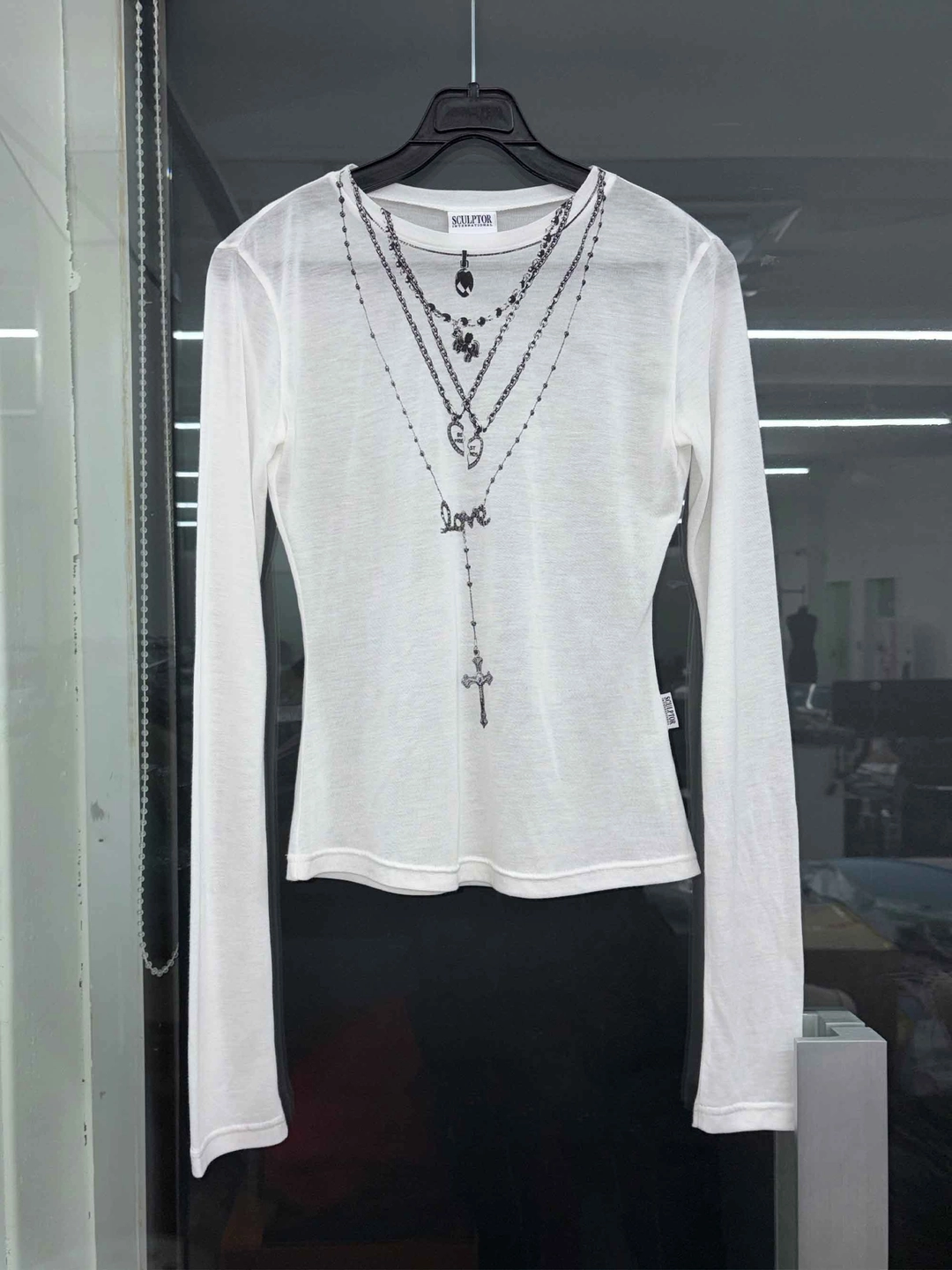 스컬프터 Faux Necklace Tee White/Black 상품 이미지 1