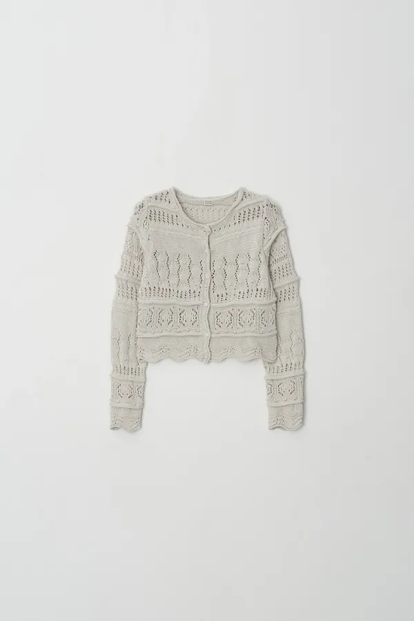 Openwork Cotton Cardigan (mint beige)