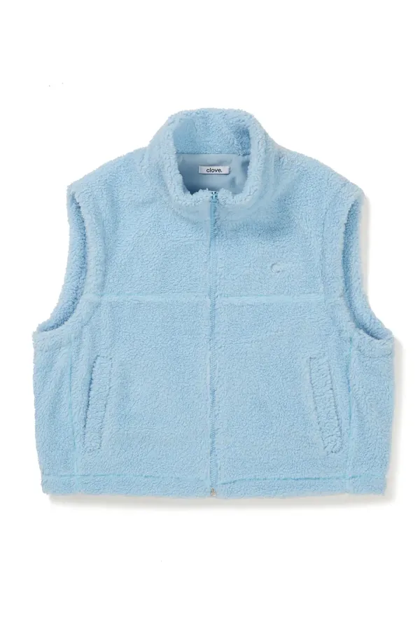 [24FW clove] Sherpa Fleece Vest (Sky Blue)