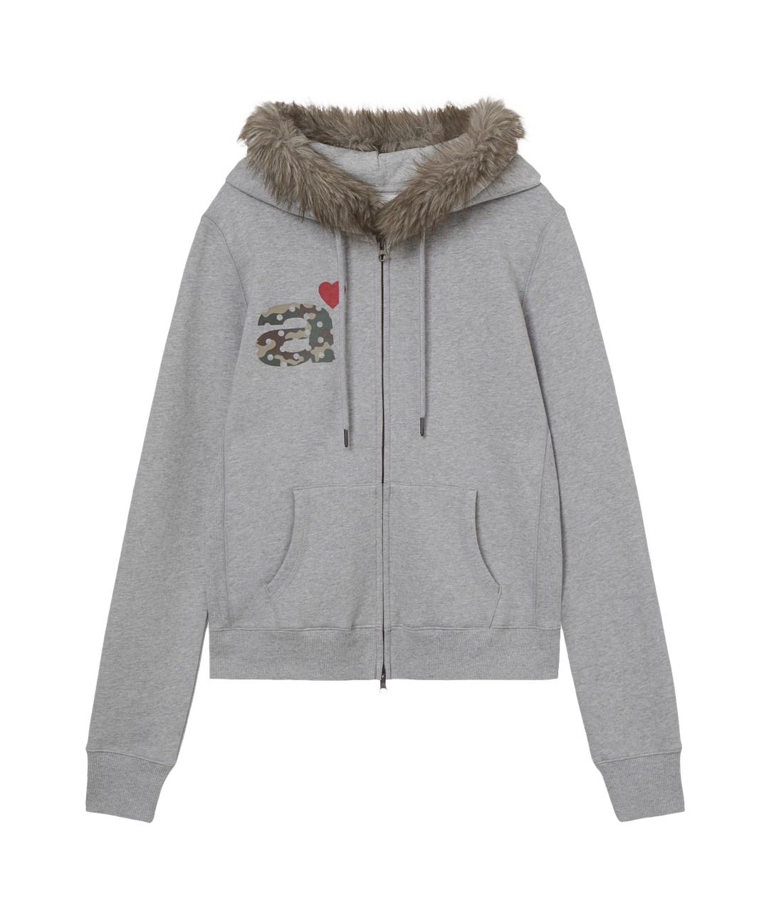 에이이에이이 FUR DOT SMALL LETTER HOOD ZIP UP [MELANGE GREY] 상품 이미지 3