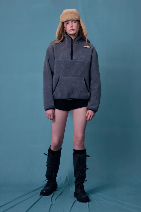 HALF-ZIP UP SNUG FLEECE (CHACOL)