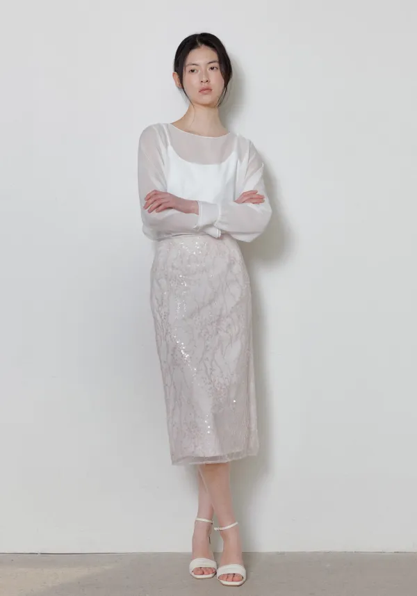 Eclat Sequin Skirt (Pale Pink)