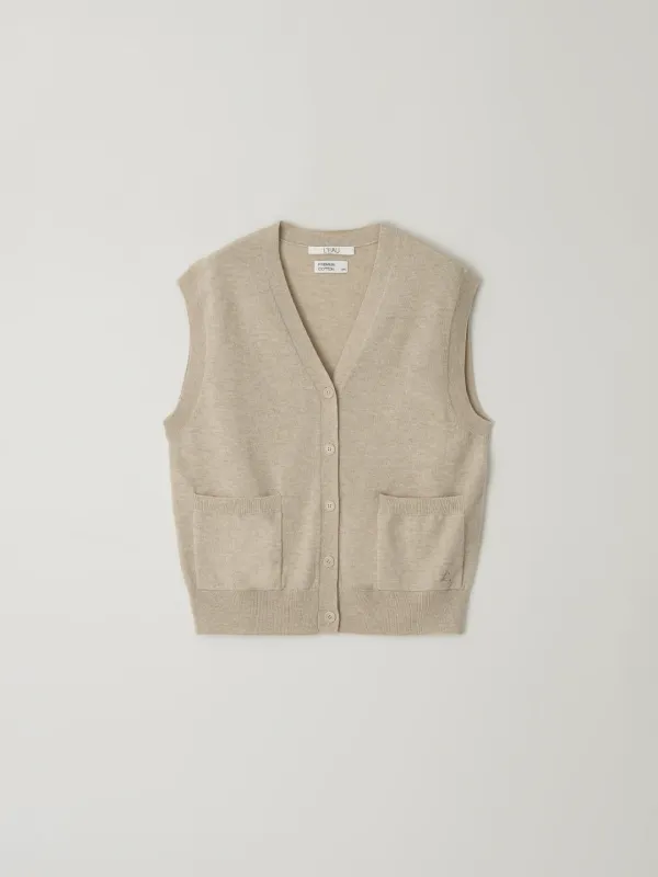 Kane wool knit vest_beige
