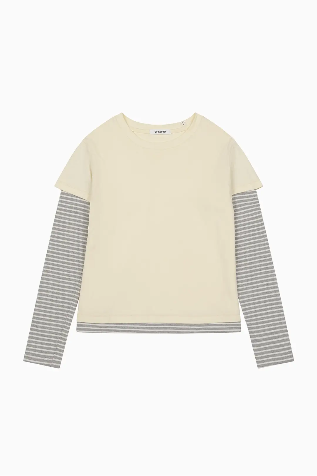 오헤시오 LAYERED STRIPE T-SHIRT, LIGHT YELLOW 상품 이미지 3