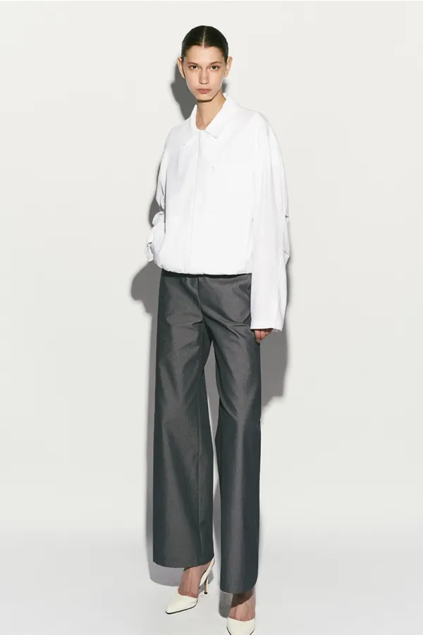 SEERSUCKER HIDDEN BUTTON JACKET WHITE