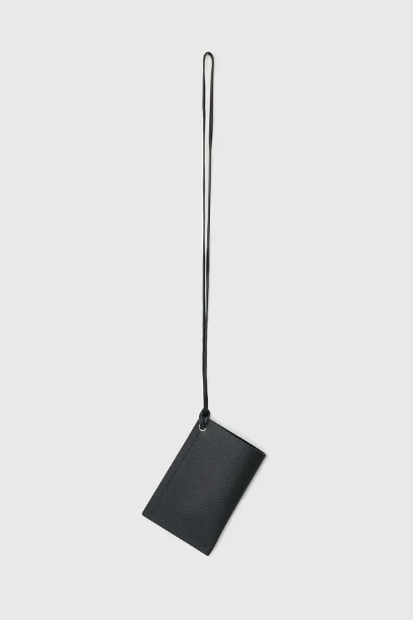 Leather Neck Strap Card Case (Black)